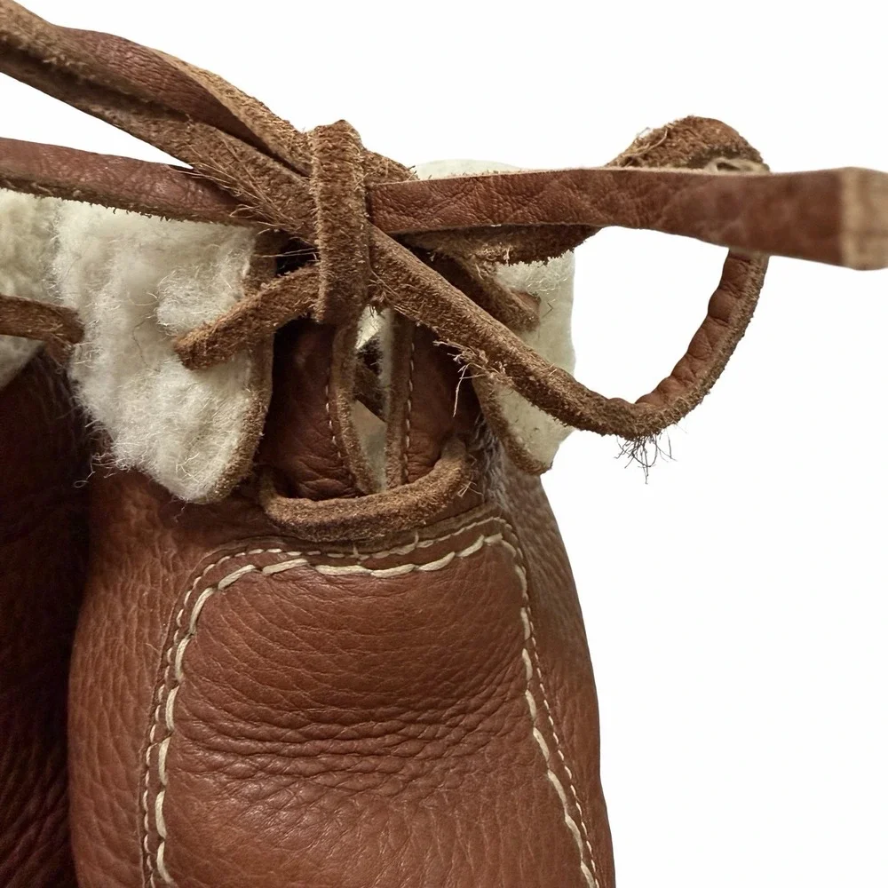 Duckfeet Arhus Shearling Brown Pebbled Leather Boots Womens Size EU 37 US 6.5-7